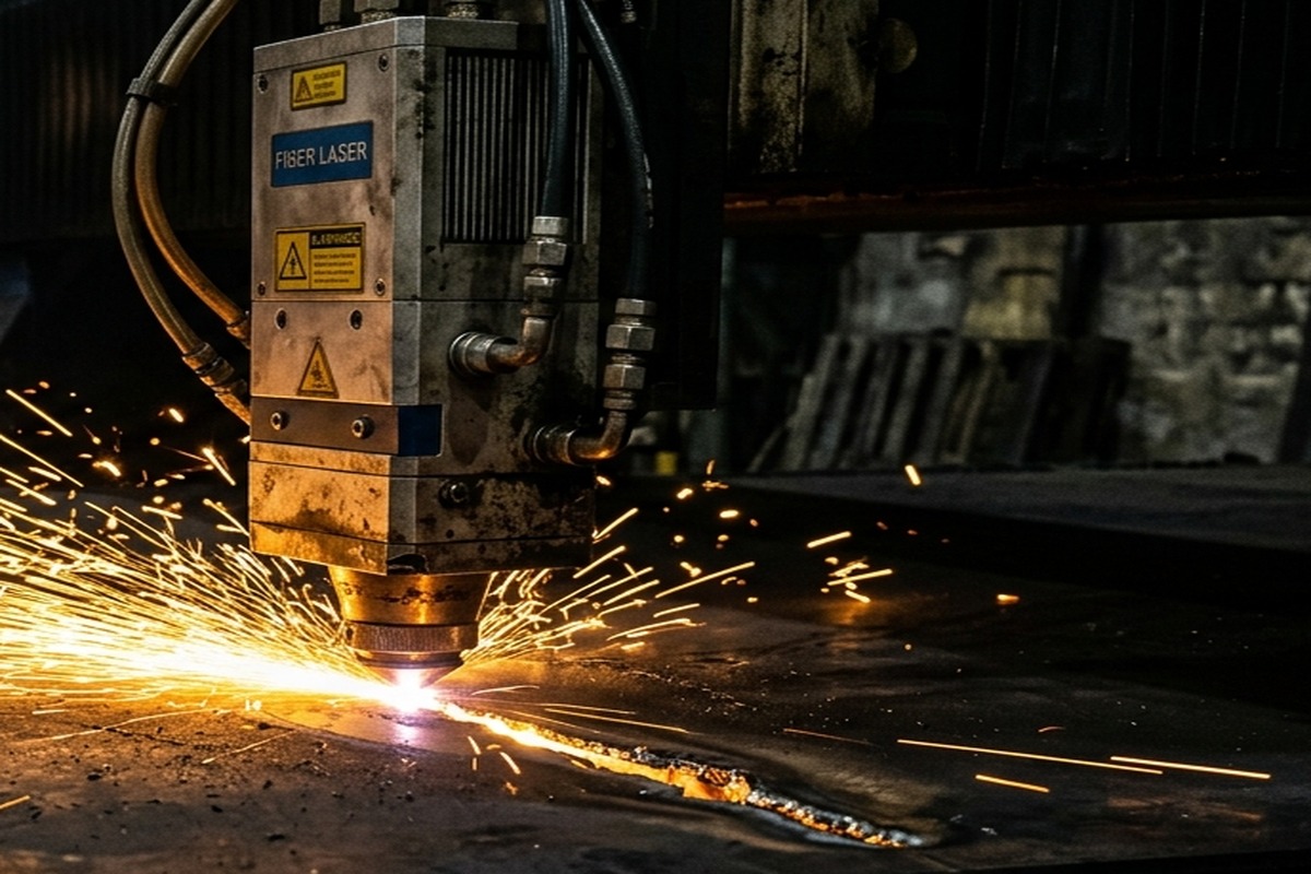 Laser cutting in an industrial workshop